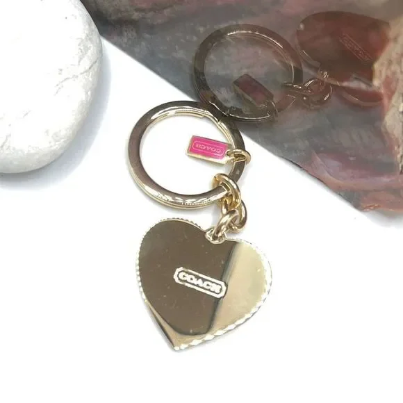 COACH Pink Gold Heart Key Chain / Purse Fob - Picture 4 of 9